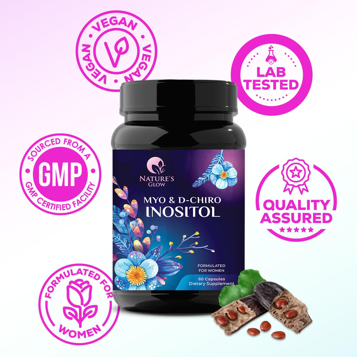Myo-Inositol & D-Chiro Inositol Blend - 30 Day Supply, Premium 40:1 Ratio, Hormone Sup Nature's GlowBuy Supplements Australia
