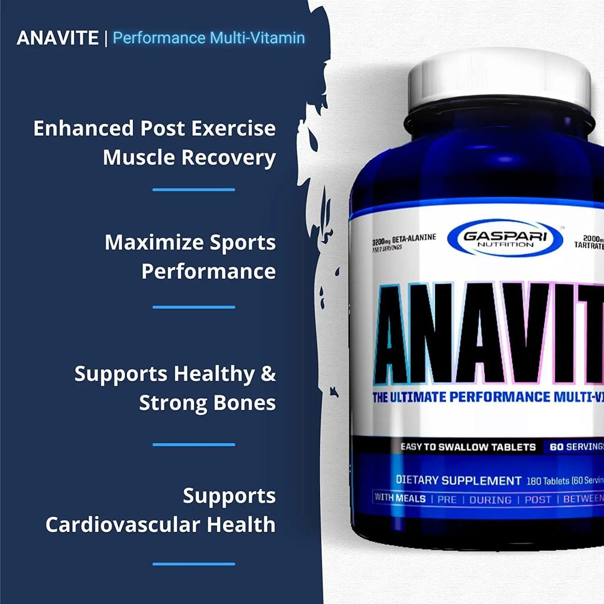 Gaspari Nutrition Anavite, Full Spectrum Multi-Vitamin Packs, Anavite Multivitamins, CLA, Omega 3s, Proven Gut, and Proven Liver Detox Gaspari Nutrition