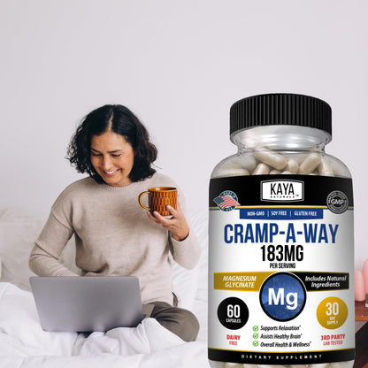 Kaya Naturals Cramp-A-Way Magnesium Glycinate 183mg (60 Count (Pack of 1) Kaya NaturalsBuy Supplements Australia