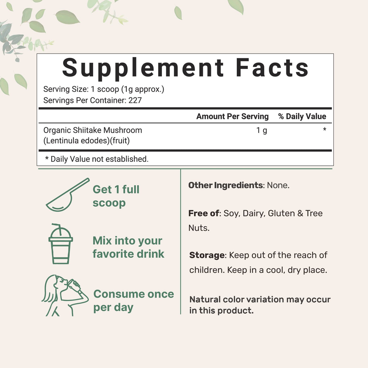 Sustainably US Grown, Organic Shiitake Mushrooms Powder, 8 Ounce Micro IngredientsBuy Supplements Australia