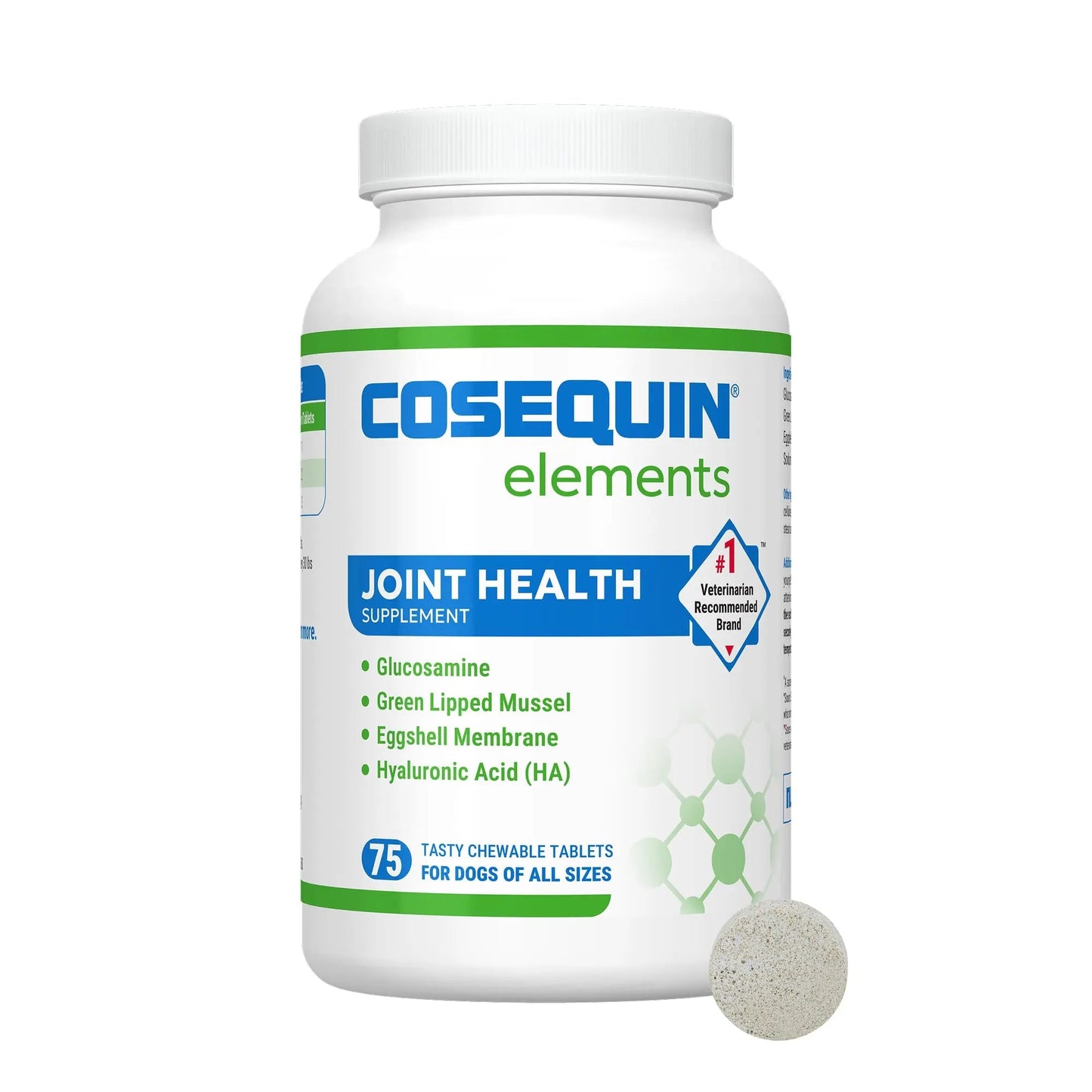 Nutramax Cosequin Elements Dog Joint Health Supplement with Glucosamine, Green Lipped Mussel, Omega-3s, Eggshell Membrane, Hyaluronic Acid, & Postbiotics, 75 Tasty Chewable Tablets for Dogs Nutramax LaboratoriesBuy Supplements Australia