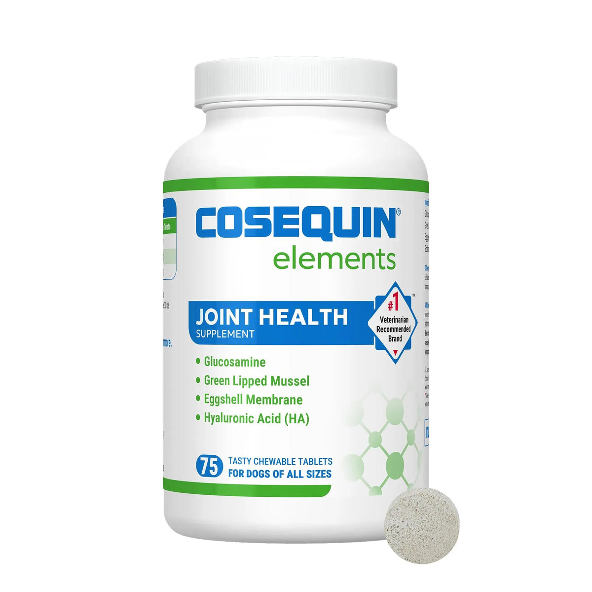 Nutramax Cosequin Elements Dog Joint Health Supplement with Glucosamine, Green Lipped Mussel, Omega-3s, Eggshell Membrane, Hyaluronic Acid, & Postbiotics, 75 Tasty Chewable Tablets for Dogs Nutramax LaboratoriesBuy Supplements Australia