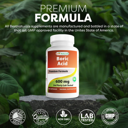 Best Naturals Boric Acid Vaginal Suppositories - Made in USA - USP Medical Grade Fine Powder, Easy Dissolve, Third Party Tested - 60 Count Best NaturalsBuy Supplements Australia