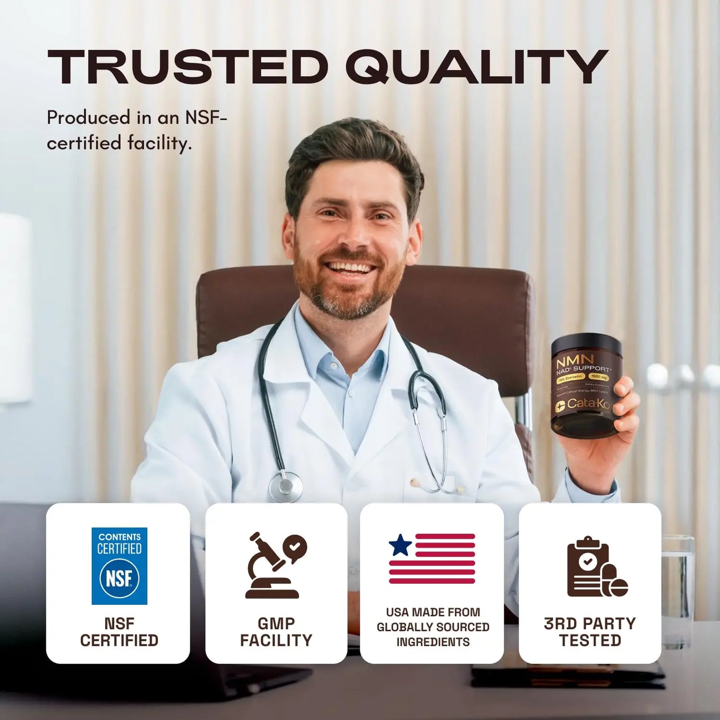 Cata-Kor NMN Supplement – 4-in-1 NAD Supplement with Quercetin | TMG | Resveratrol – NMNH Alternative – Supports Cellular Energy & NAD+ Levels – 60 Capsules – Third-Party Tested (1 Pack) Cata-KorBuy Supplements Australia