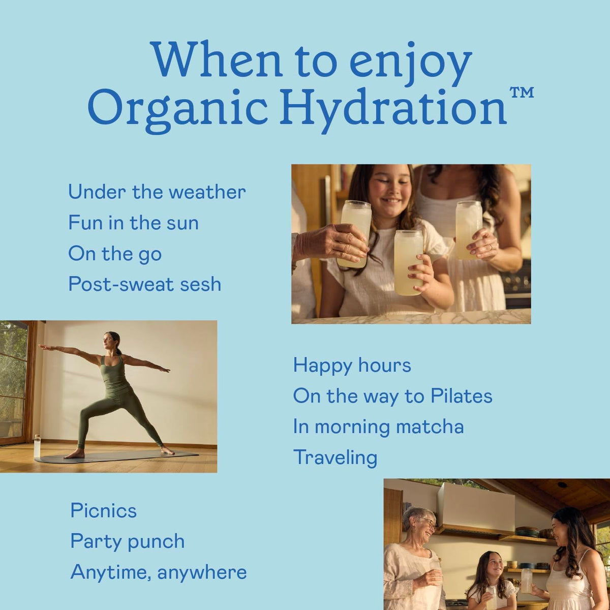 GOODONYA Organic Hydration Electrolyte Drink Mix, Certified Organic Hydration Powder, Non-GMO, Biochecked Glyphosate Free, Low Sugar, Lemonade Flavor,