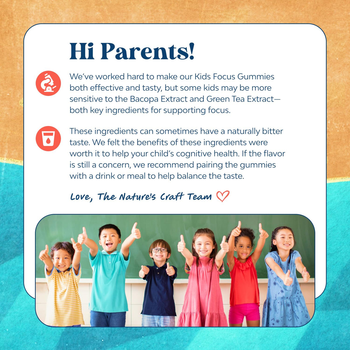 Kids Focus Gummies - Nootropics Brain Support Supplement for Kids with Green Tea Extract, B6 & B12 Vitamins for Memory and Brain Focus - Herbal Concentration Chews for Children - 90 Count Natures CraftBuy Supplements Australia