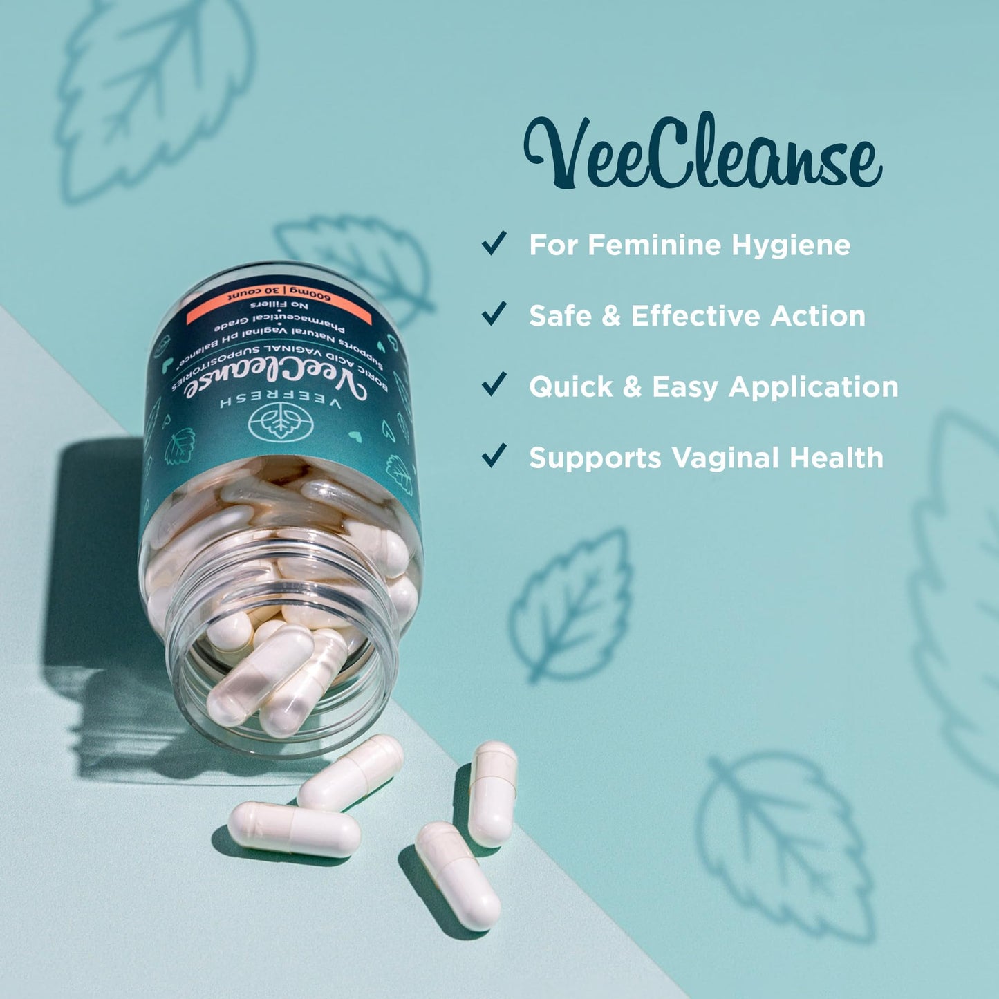 VeeFresh - VeeCleanse Boric Acid Vaginal Suppositories - Vaginal pH Balance Suppositories - Vaginal Odor Control - Feel Fresh, Feminine and Confident VeeFreshBuy Supplements Australia