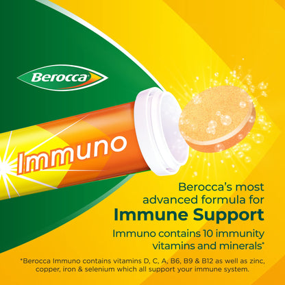 Berocca Immuno Effervescent Tablets, 11 Vitamins and Minerals, Including Vitamins D, C BeroccaBuy Supplements Australia