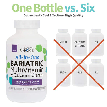 Bariatric Choice All-in-One Chewable Bariatric MultiVitamin with Iron & Calcium Citrate, Very Berry (120ct) Bariatric ChoiceBuy Supplements Australia