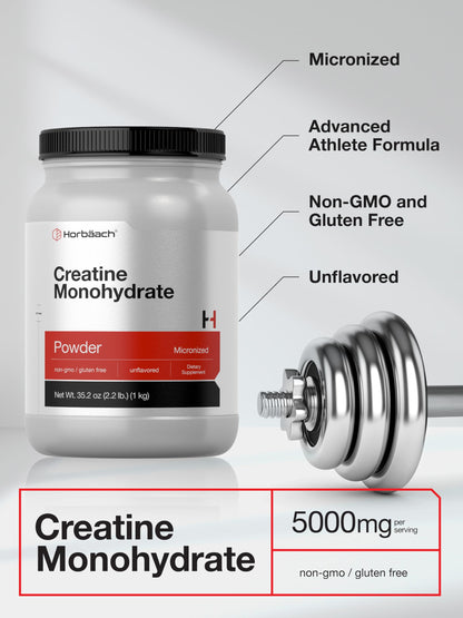 Horbäach Creatine Monohydrate Powder | 2.2lbs (35.2 oz) | Micronized and Unflavored | Vegetarian, Non-GMO, and Gluten Free Supplement HorbäachBuy Supplements Australia