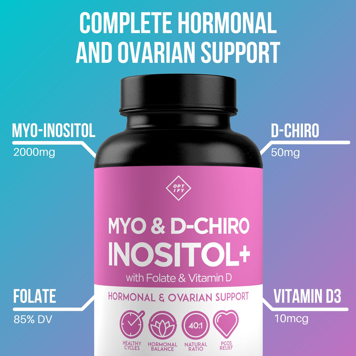 Premium Inositol Supplement - Myo-Inositol and D-Chiro Inositol Plus Folate and Vitamin OptifyBuy Supplements Australia