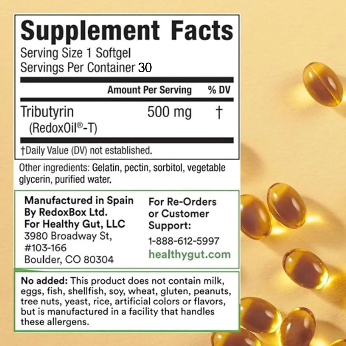 Healthy Gut Tributyrin-X | Most Bioavailable Butyrate Postbiotic for Gut Health & Leaky Gut Support | 99% Pure w/Zero Odor | 30 Softgels Healthy GutBuy Supplements Australia