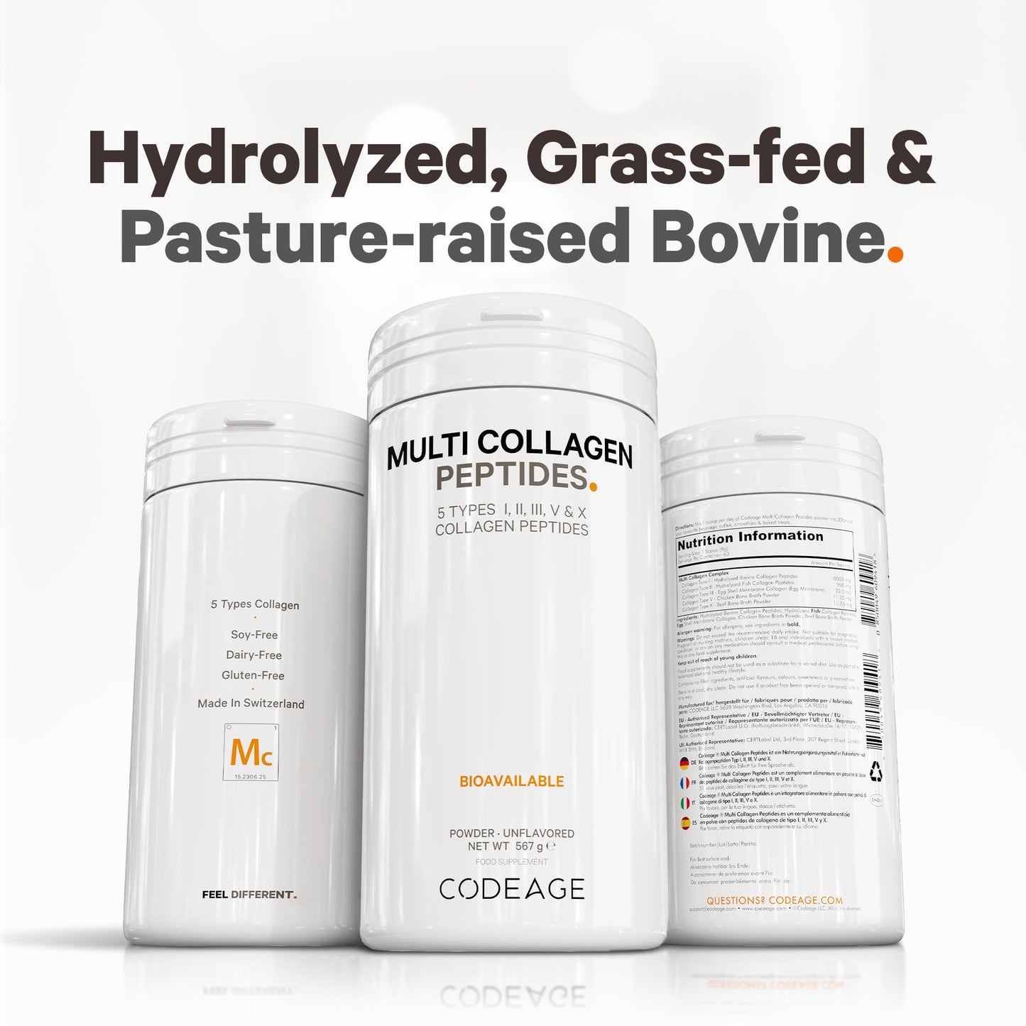 Codeage Multi Collagen Protein Powder Peptides, 2-Month Supply, Hydrolyzed, Type I, II, III, V, X Grass Fed CodeageBuy Supplements Australia