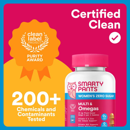 SmartyPants Zero Sugar Women’s Multivitamin Gummies: Biotin, Methylfolate, Omega 3 (ALA), Vitamin D3, C, Vitamin B12, B6, A, K, Zinc, Inositol SmartyPantsBuy Supplements Australia