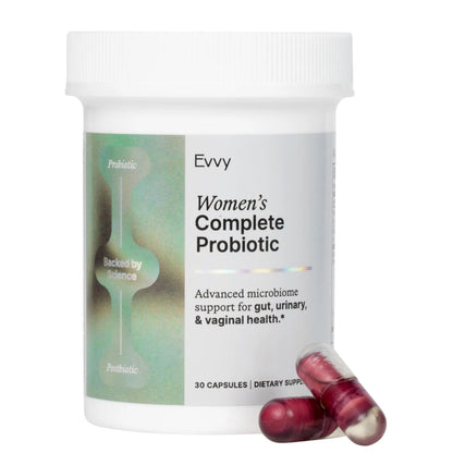 Evvy Women's 3-in-1 Complete Probiotic I Daily Probiotic Supplement to Reduce Bloating I Supports Gut, Urinary & Vaginal Health | Includes Vaginal Probiotics for Feminine Care | 30 Day Supply EvvyBuy Supplements Australia
