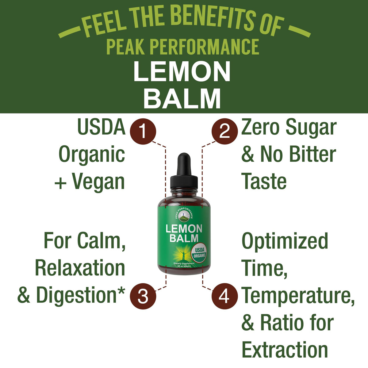 USDA Organic Lemon Balm Tincture. Liquid Organic Lemon Balm Oil Drops Supplement for Relaxation, Calm, Digestion. Vegan Leaf Extract. Zero Sugar, Gluten Free Supplements for Women and Men Peak PerformanceBuy Supplements Australia