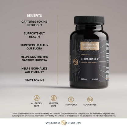 Quicksilver Scientific Ultra Binder - Multi Toxin Binder with Bentonite Clay Powder, Zeolite Detox & Charcoal - Supplement for Gut Support & The Body's Toxin Removal Process (120 Capsules) Quicksilver ScientificBuy Supplements Australia