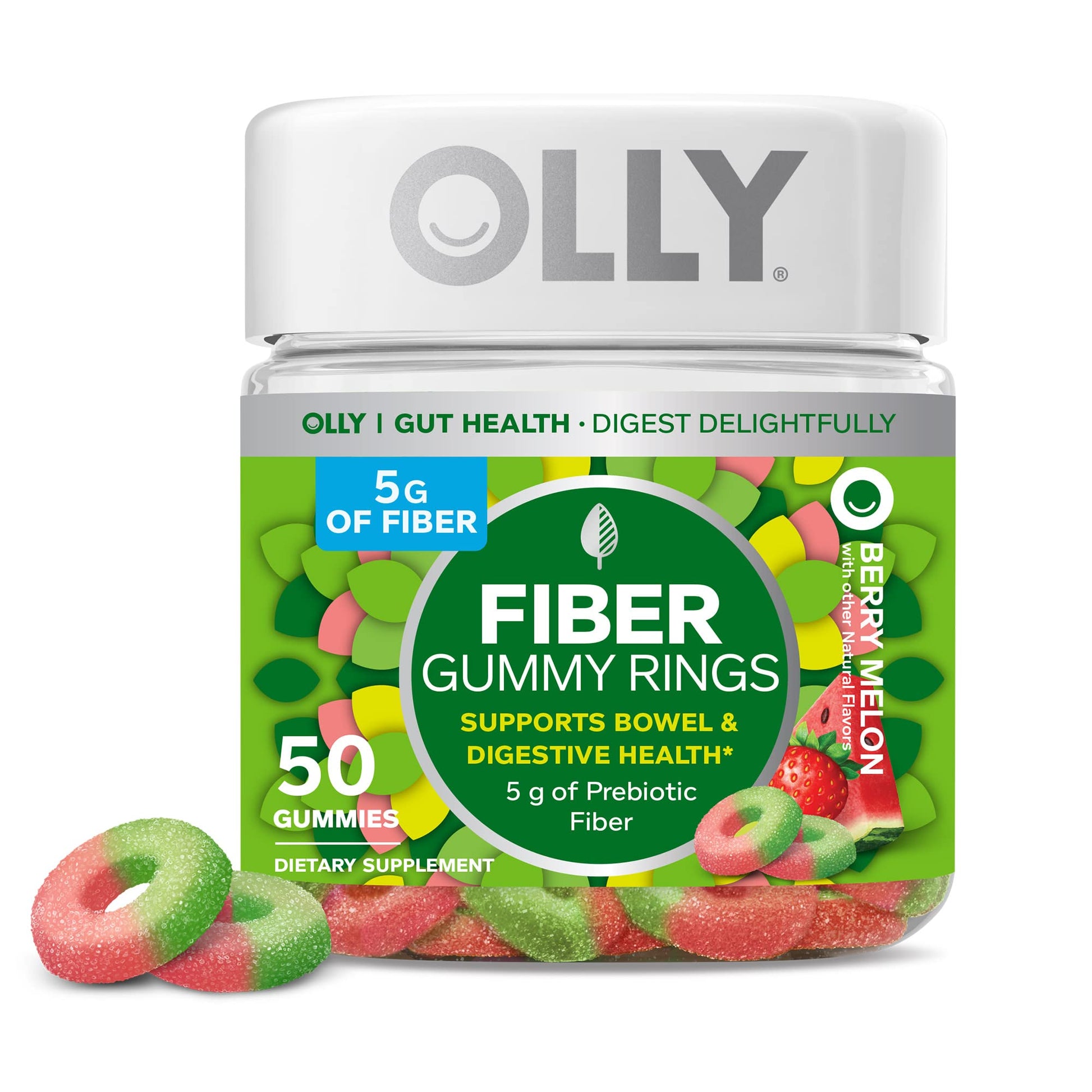 OLLY Fiber Gummy Rings, 5g Prebiotic Fiber, FOS (Fructo-oligosaccharides), Digestive OLLYBuy Supplements Australia