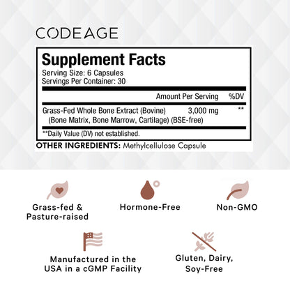Codeage Grass Fed Bone Marrow, Full Spectrum Whole Bone Extract CodeageBuy Supplements Australia