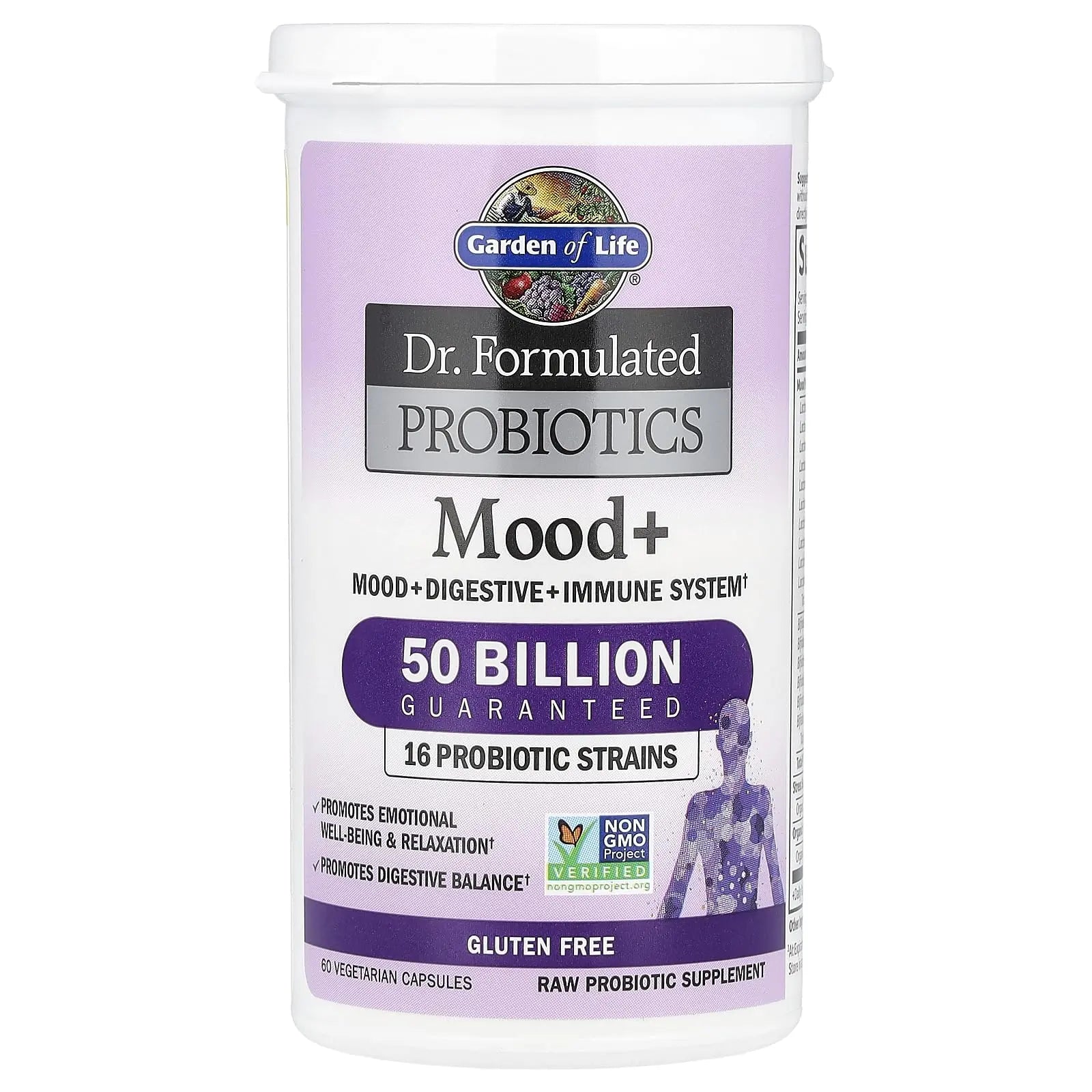 Garden of Life Probiotics Mood+ Dr Formulated Acidophilus Probiotic Supplement - Promotes Emotional Well-Being, Relaxation and Digestive Balance - Ashwagandha for Stress Management, 60 Veggie Caps Garden of LifeBuy Supplements Australia