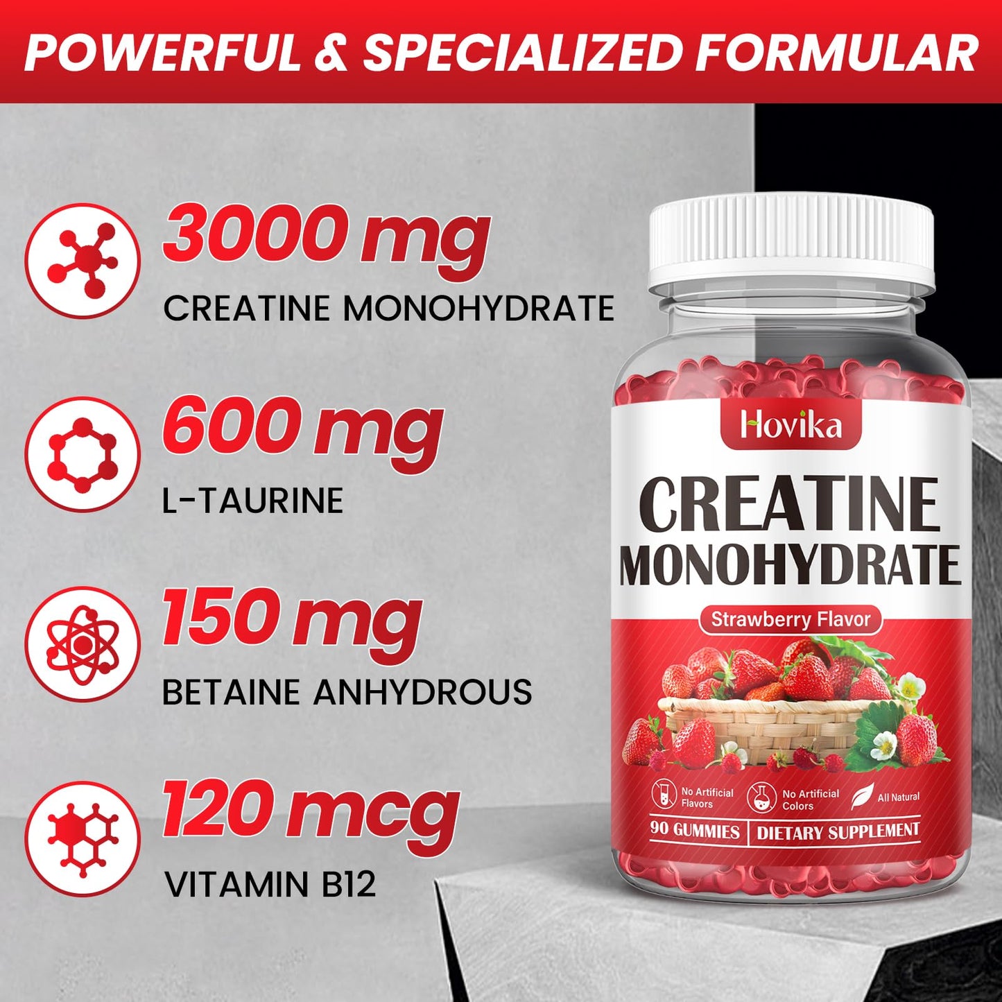 Hovika Creatine Monohydrate Gummies for Men & Women, Chewable 3g Creatine Monohy HovikaBuy Supplements Australia