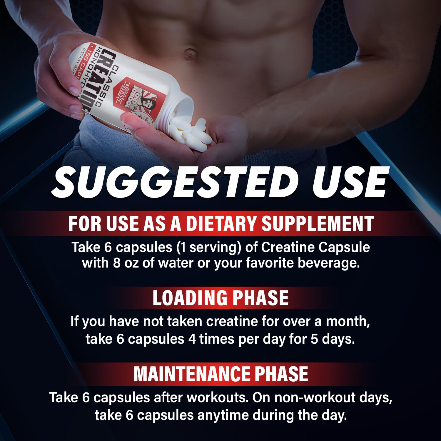 Old School Labs 5000mg Creatine Monohydrate Capsules With BioFit™ (Max Strength) Supports Muscle Growth & Recovery, Performance, Cognitive Health - Creatine Pills for Men & Women, Made in USA 180 Caps Old School LabsBuy Supplements Australia