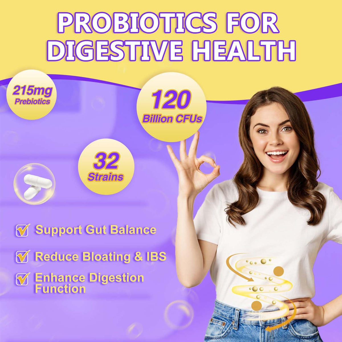 Probiotics for Women & Men Digestive Health，120 Billion CFUs, Prebiotics and Probiotics DRFOSTERBuy Supplements Australia