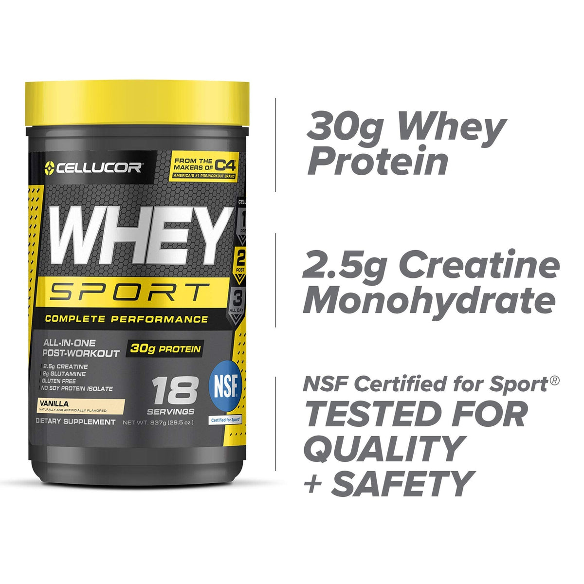 Cellucor Whey Sport Protein Powder Vanilla | Post Workout Recovery Drink with Whey Pro CellucorBuy Supplements Australia