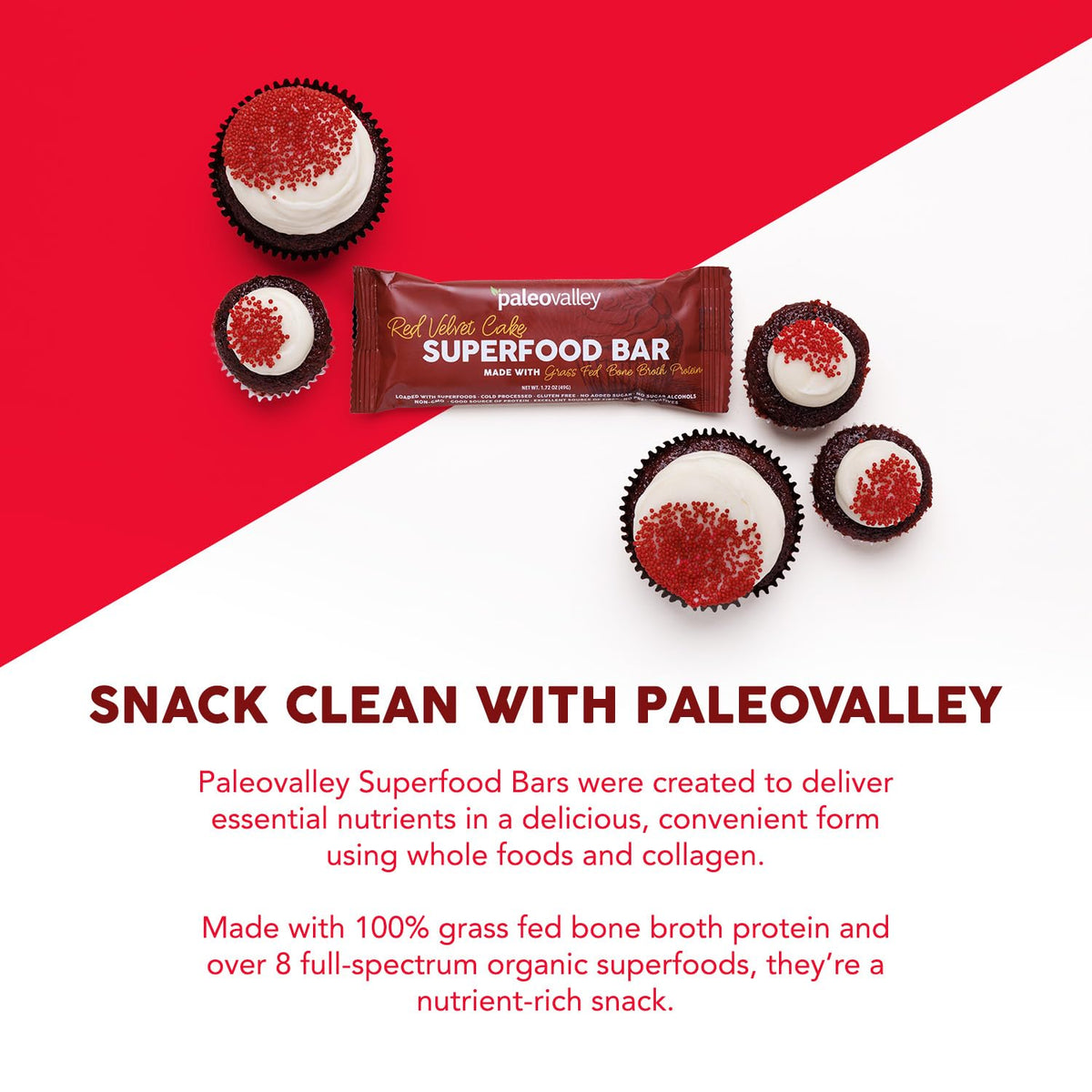 Paleovalley Superfood Bars – Red Velvet– 10 Pack – 9g Protein per Bar – Gluten-Free, Grain-Free, Paleo, Non-GMO – On-the-Go Snack PaleovalleyBuy Supplements Australia