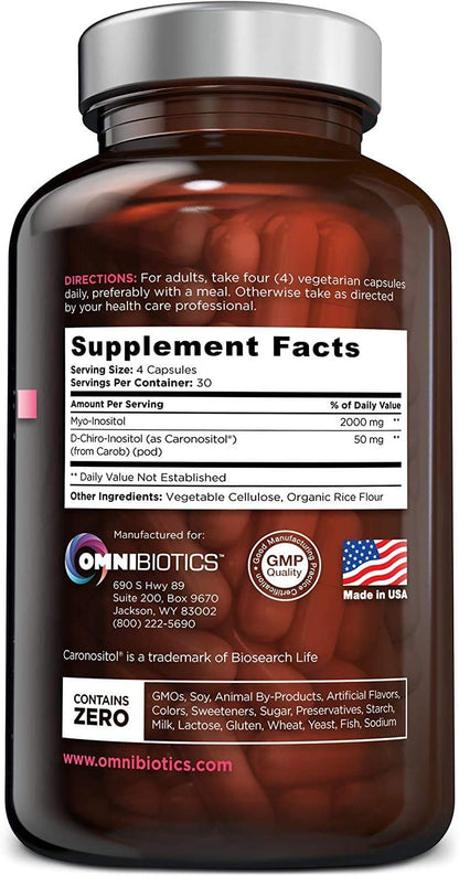 OmniBiotics Myo-Inositol & D-Chiro Inositol Supplement with 40:1 Ratio for Hormone Balance for Women - Women Supplement to Support Reproductive Health & Ovarian Function. Non-GMO - 120 Vegan Capsules OmniBioticsBuy Supplements Australia