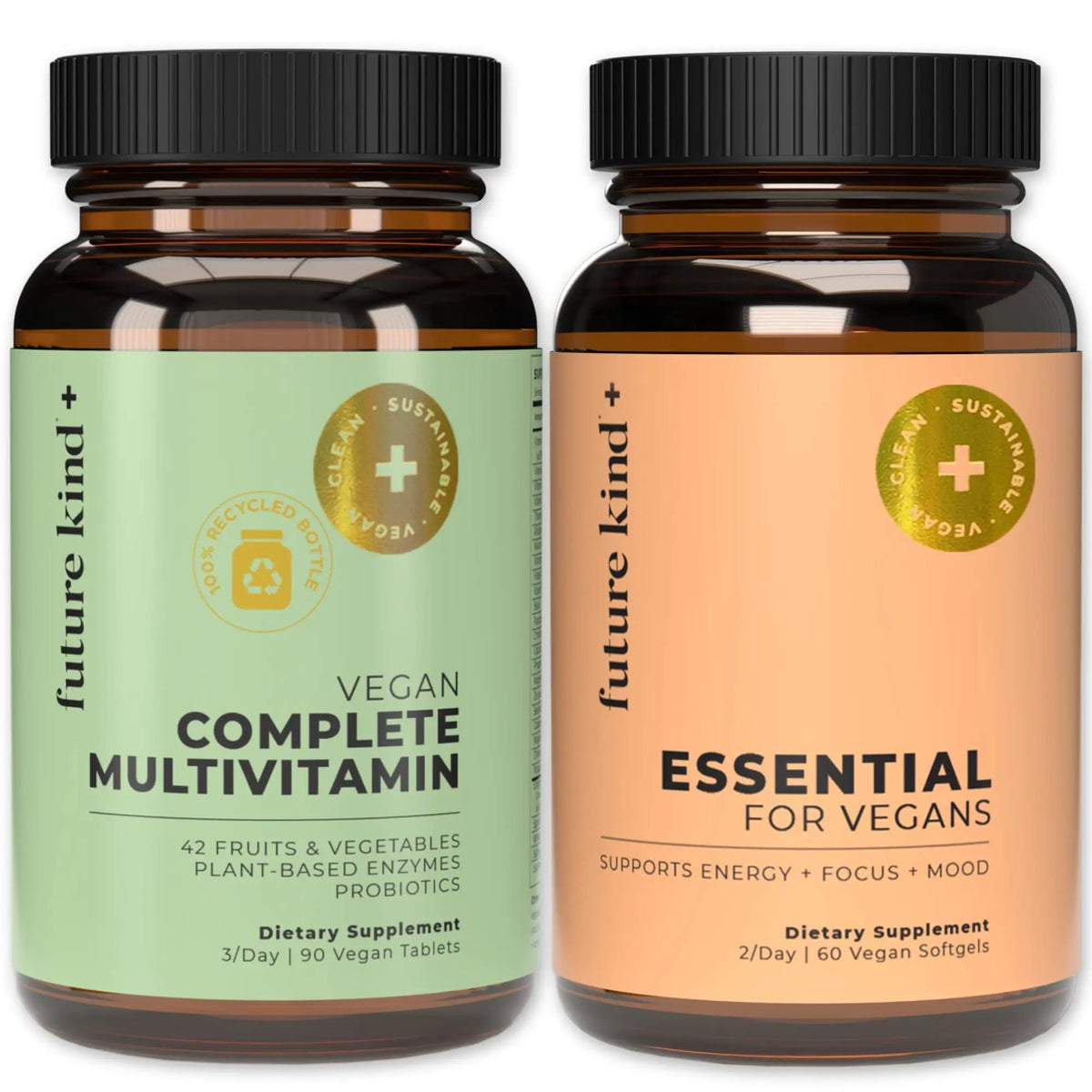 Future Kind Multivitamin Bundle - Vegan Complete Multivitamin and Vegan Essential Multivitamin - Vegan Vitamin B12, Omega 3, and Vitamin D3 - Complete Multivitamin, 42 Vitamins in 1 for Men and Women Future KindBuy Supplements Australia