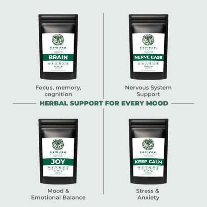 Elephantal Wellness Premium Brain Herbal Tea | Nootropic Focus & Mental Clarity with Ginkgo, Bacopa, Gotu Kola & Rosemary | Non-GMO, Caffeine-Free Coffee Alternative, Handmade Loose Leaf Blend, 2oz Loose Leaf, 20 Servings Elephantal WellnessBuy Supplements Australia