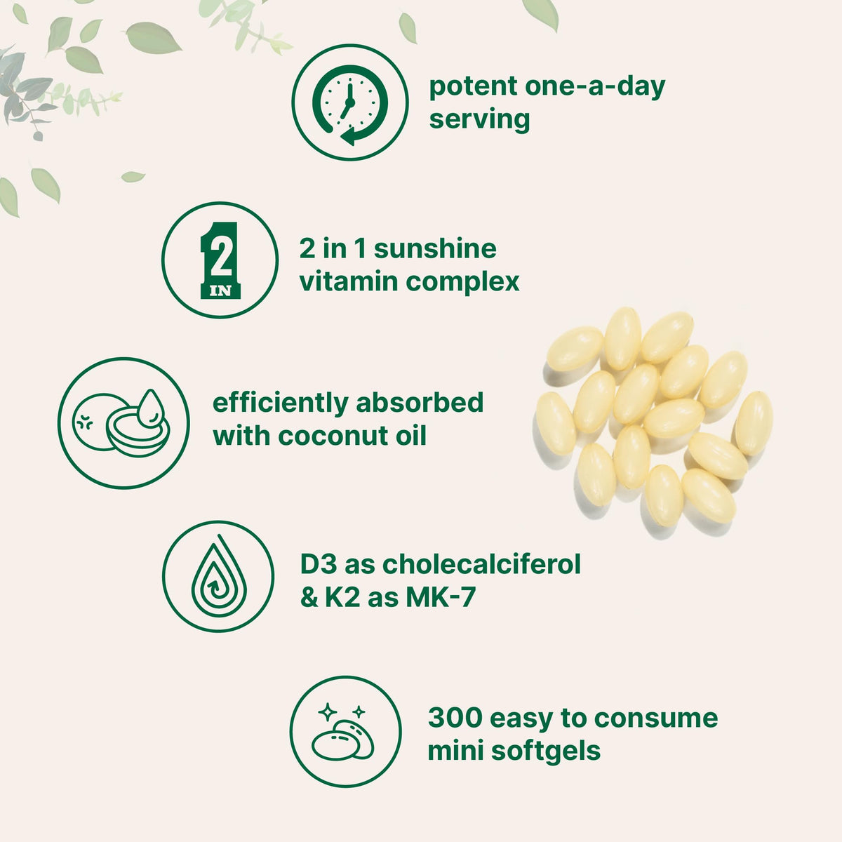 Micro Ingredients Vitamin D3 5000 IU Plus K2 (MK-7) 100 mcg, 300 Virgin Coconut Oil Softge Micro IngredientsBuy Supplements Australia