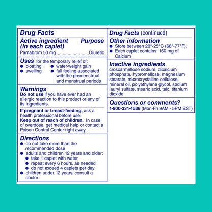 Midol Bloat Relief Caplets with Pamabrom, Relieve Bloating Symptoms Before and During Your Period, Provides Up to 6 Hours of Relief for Women, 60 Count MidolBuy Supplements Australia