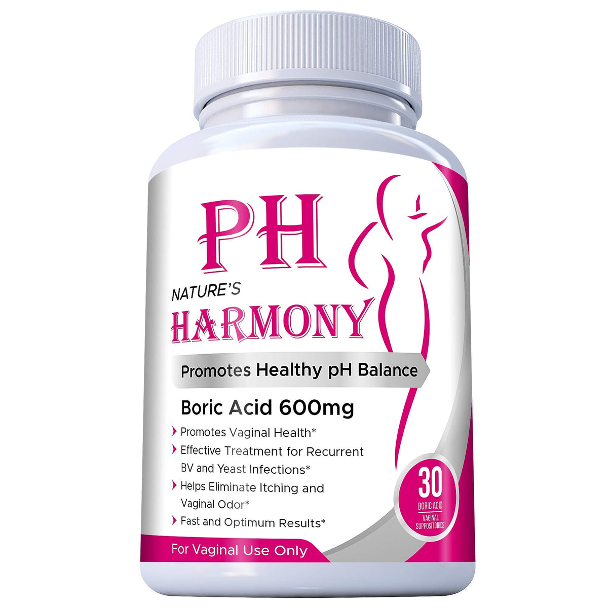 PURE PLANT HOME Boric Acid Suppositories Nature's Harmony 30 Count 600 mg 100% Pure Made in USA Nature's HarmonyBuy Supplements Australia