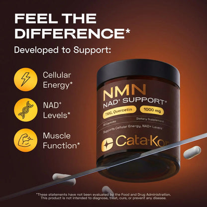 Cata-Kor NMN Supplement – 4-in-1 NAD Supplement with Quercetin | TMG | Resveratrol – NMNH Alternative – Supports Cellular Energy & NAD+ Levels – 60 Capsules – Third-Party Tested (1 Pack) Cata-KorBuy Supplements Australia