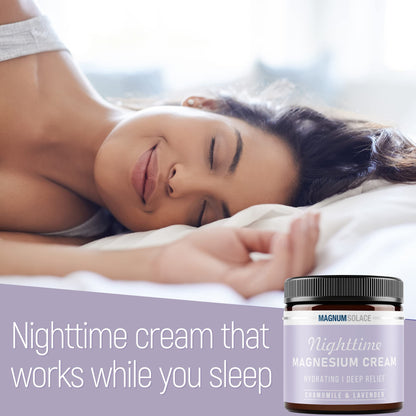Magnum Solace Magnesium Lotion – Nighttime Magnesium Cream – Apply to Legs, Arms or Chest - Topical Magnesium Chloride – USA Made and Safe for Kids (Chamomile Lavender) Magnum SolaceBuy Supplements Australia