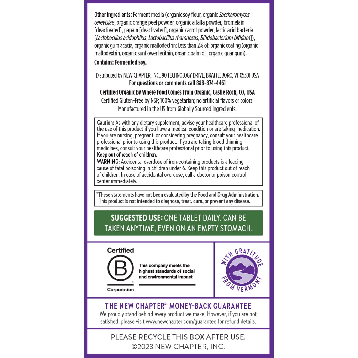 New Chapter Women’s Multivitamin, Iron, B6, B12, Biotin for Hair Growth, D3, Vit C, Zinc for Immune & Stress Support, Gentle on an Empty Stomach, One Daily, Non-GMO, Gluten-Free, 18+, 72 Tablets New ChapterBuy Supplements Australia