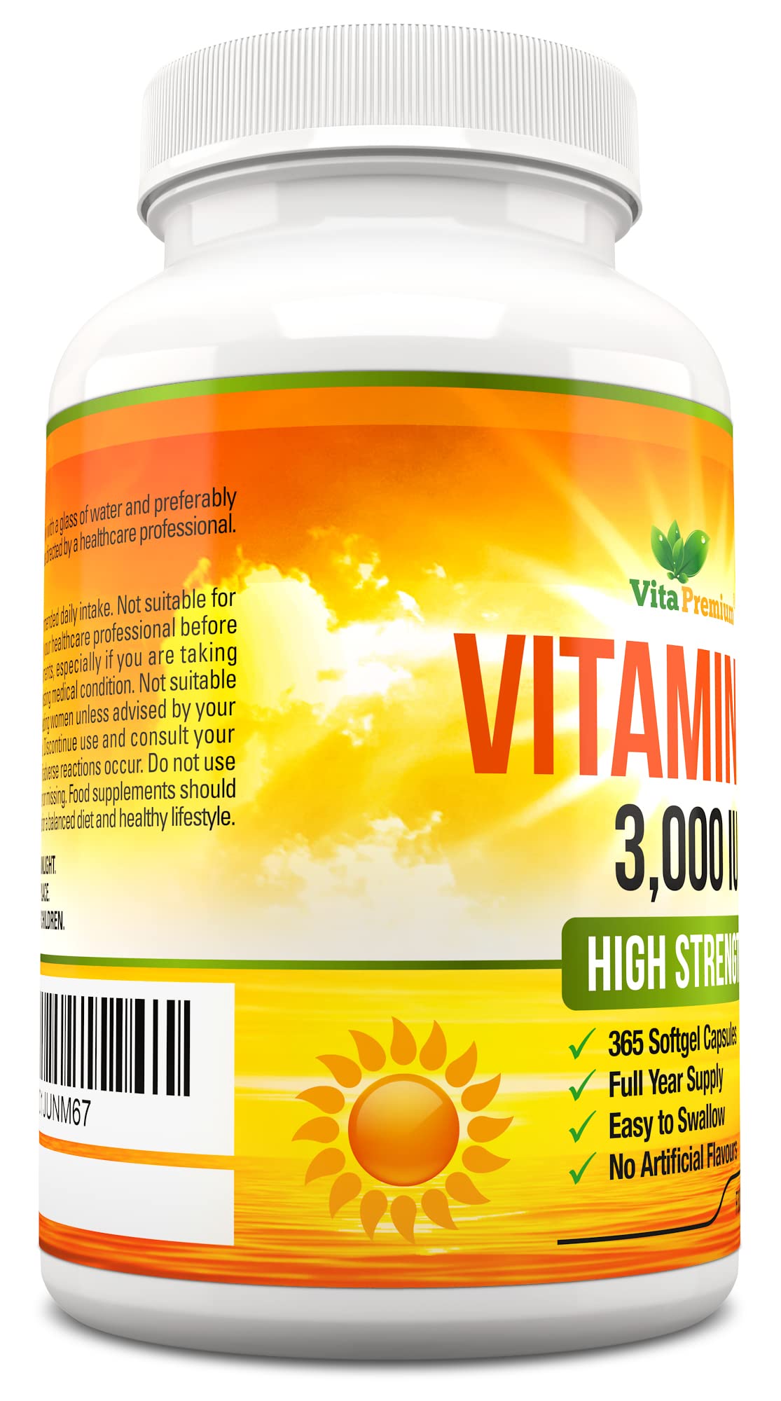 Vitamin D 3,000 IU, High Strength Vitamin D3 Supplement, 365 Easy to Swallow Softgels Vita PremiumBuy Supplements Australia