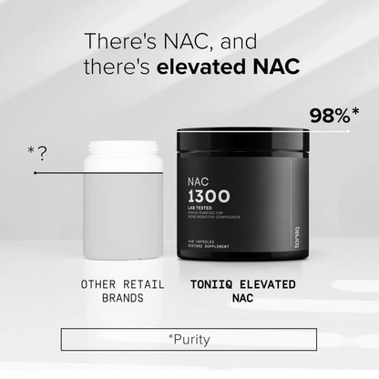 Toniiq 1300mg NAC - 4 Month Supply - Min. 98%+ Tested Purity - Ultra High Strength Bioavailable NAC Cysteine Supplement - 240 Vegetarian N Acetyl Cysteine Capsules -Lab Tested TQ Toniiq buy supplements Au