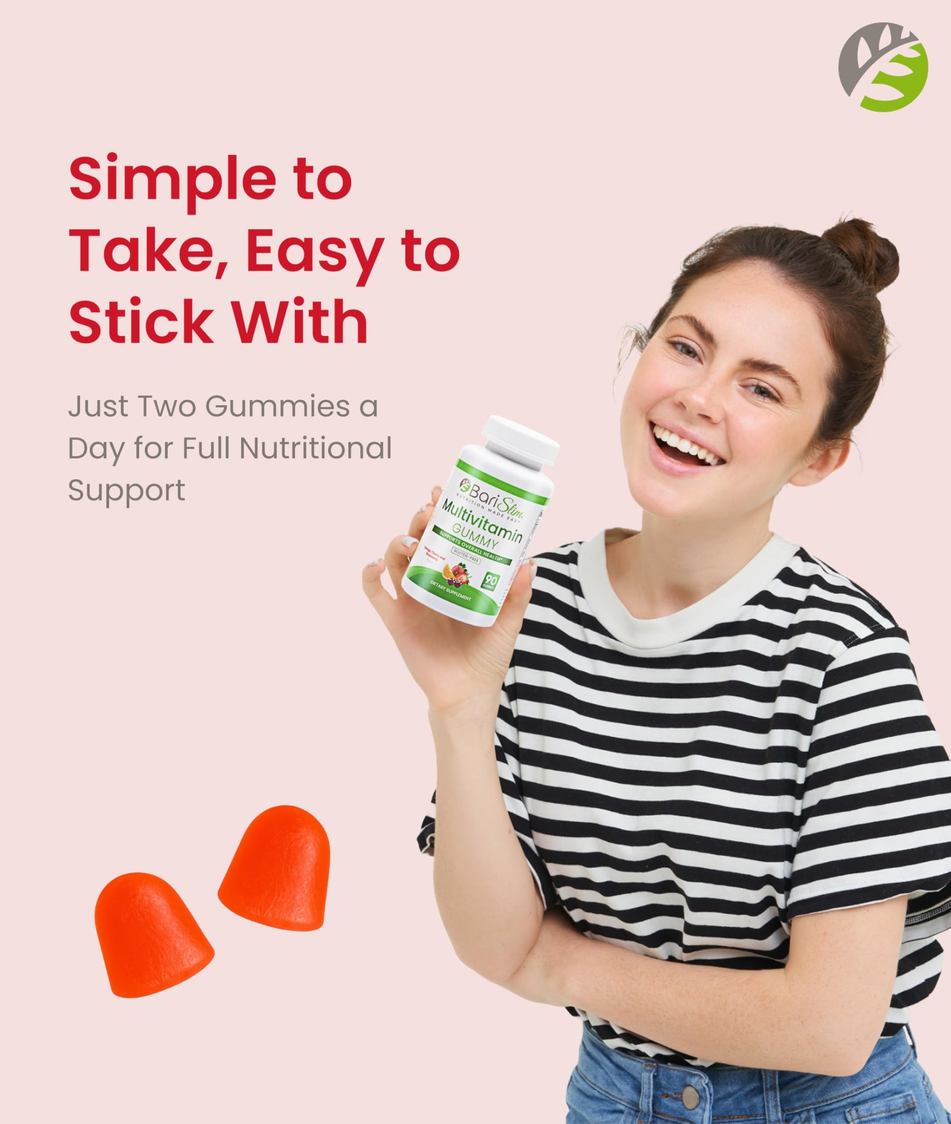 BariSlim Bariatric Chewable Multivitamin Gummies - Specially Formulated Gummy Vitamin for Patients After Weight Loss Surgery - Easy to Digest & Great Tasting Fruit Flavors | 90 Fruit Chews BariSlim buy supplements Au