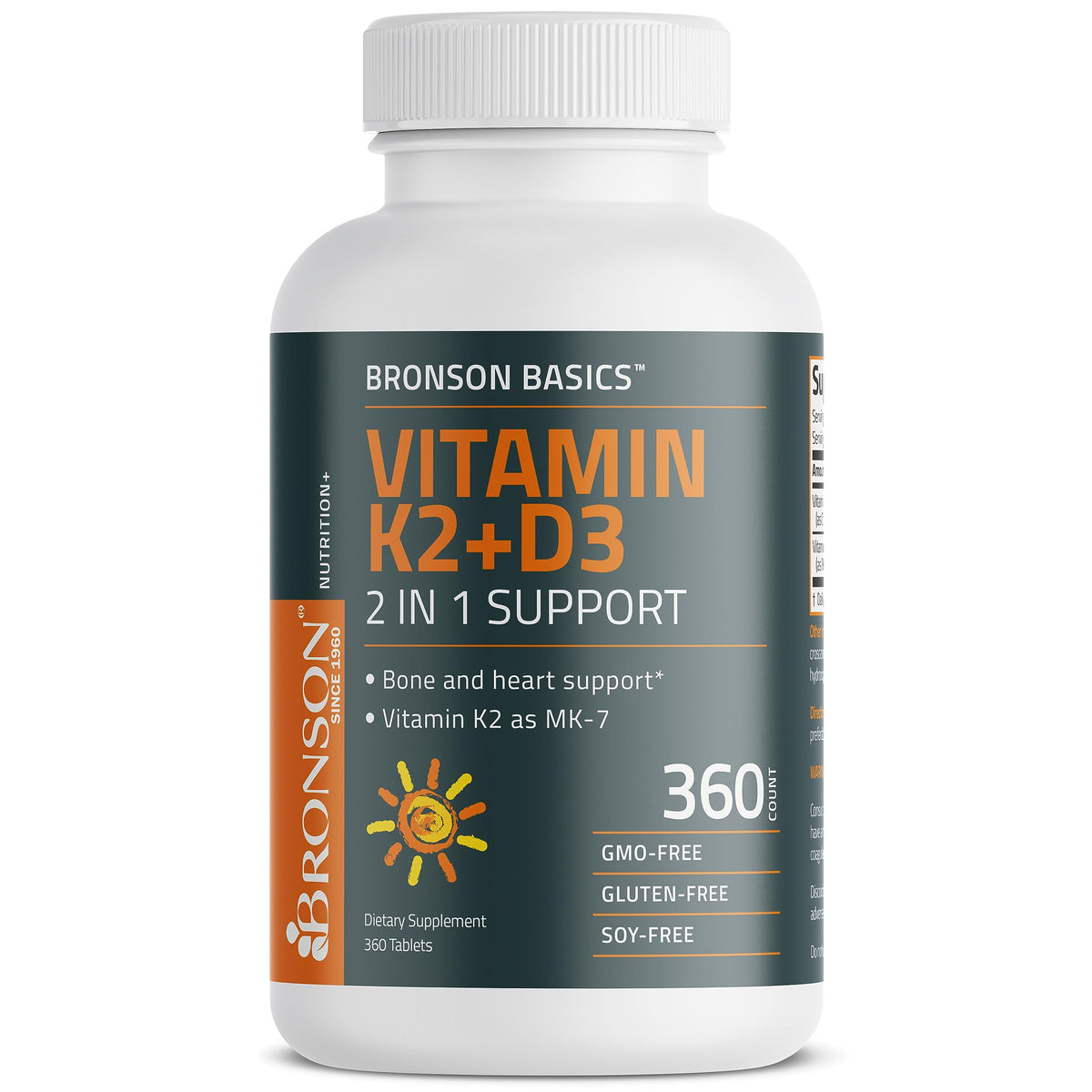 Bronson Basics Vitamin K2 D3 (MK7) Supplement Non-GMO Formula 5000IU (125 mcg) BronsonBuy Supplements Australia