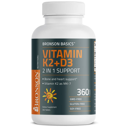 Bronson Basics Vitamin K2 D3 (MK7) Supplement Non-GMO Formula 5000IU (125 mcg) BronsonBuy Supplements Australia