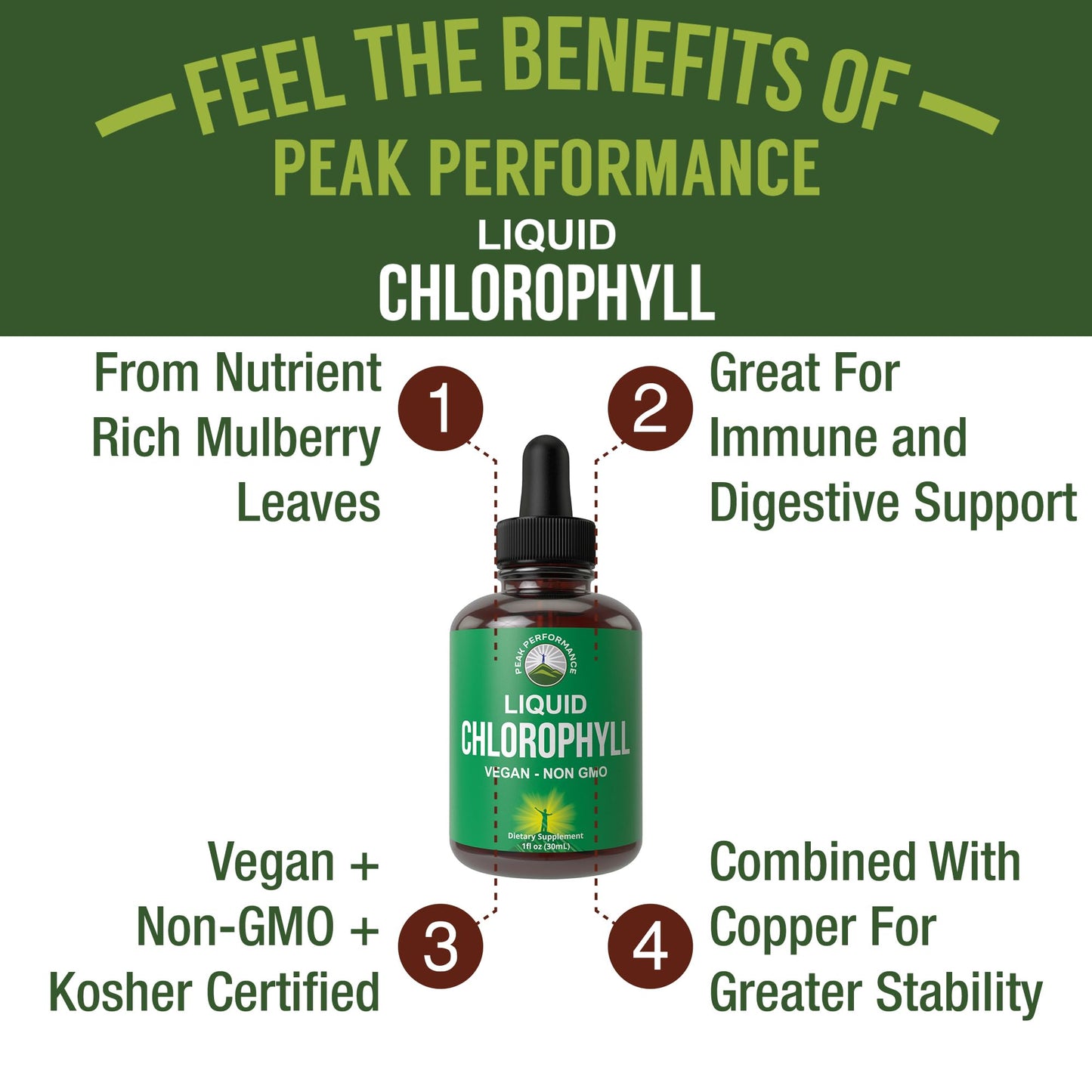 Chlorophyll Liquid Drops - Ultra High Purity, Alcohol Free, Non-GMO, Gluten Free Liquid Chlorophyll Drops Supplement. Take with Water. Internal Deodorant + Skin Care, Immune, and Digestive Support Peak PerformanceBuy Supplements Australia