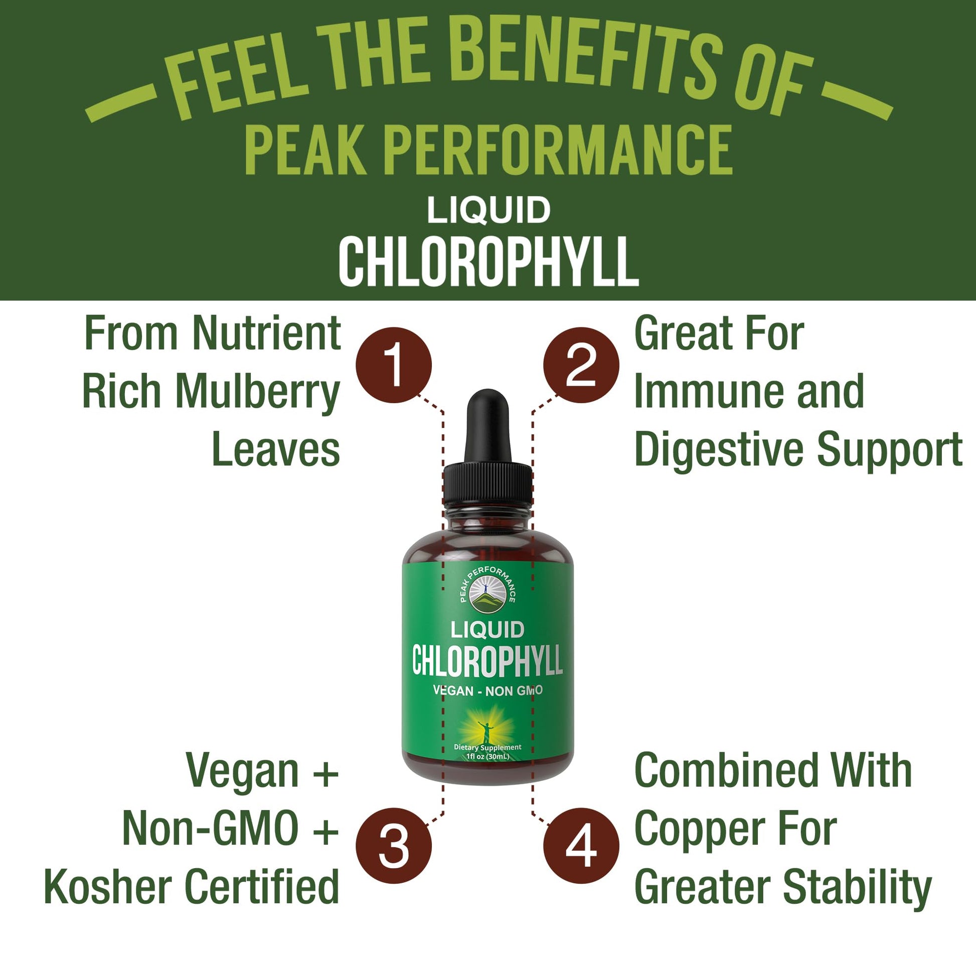 Chlorophyll Liquid Drops - Ultra High Purity, Alcohol Free, Non-GMO, Gluten Free Liquid Chlorophyll Drops Supplement. Take with Water. Internal Deodorant + Skin Care, Immune, and Digestive Support Peak PerformanceBuy Supplements Australia