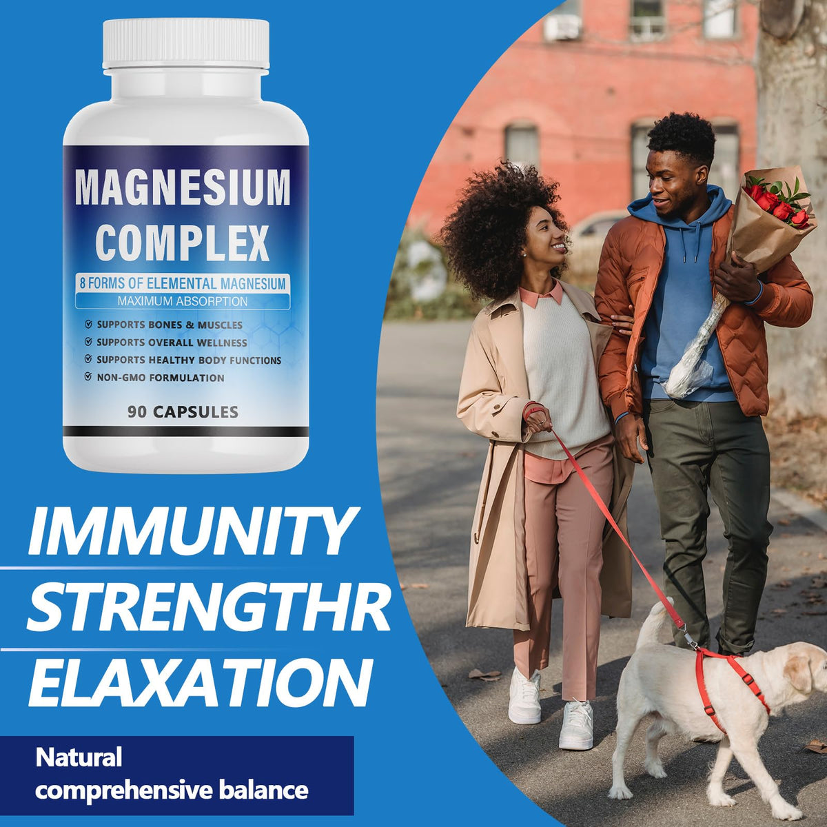 Magnesium Complex Supplement - 8 Elemental Magnesium 1000mg - Glycinate, Citrate, Malate, Taurate Chelated | Easy Absorption, Energy Support | Vegan Non-GMO, 90 Capsules (1pc) KFUKFU buy supplements Au