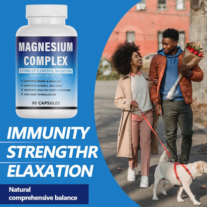 Magnesium Complex Supplement - 8 Elemental Magnesium 1000mg - Glycinate, Citrate, Malate, Taurate Chelated | Easy Absorption, Energy Support | Vegan Non-GMO, 90 Capsules (1pc) KFUKFU buy supplements Au