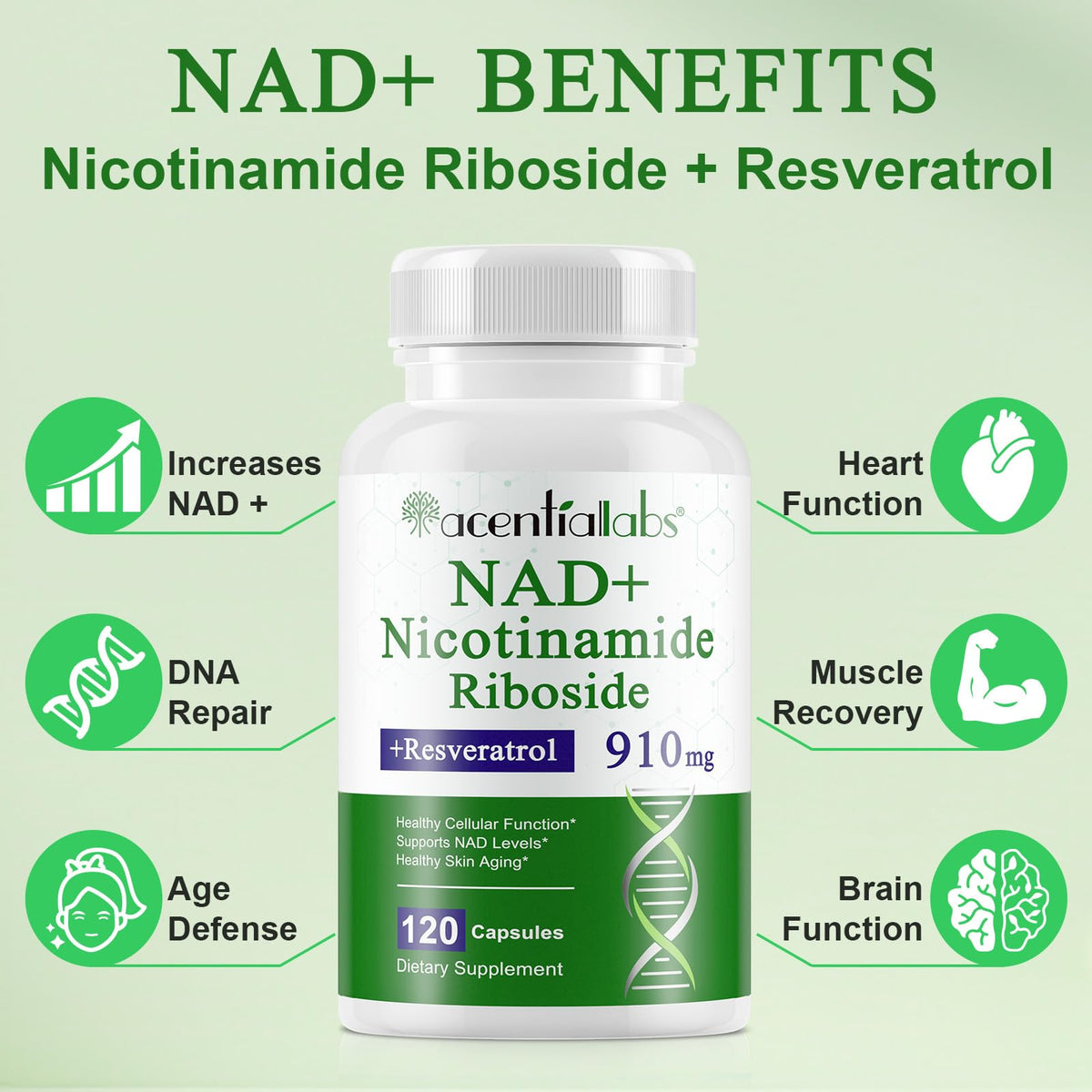 NAD Supplement, Nicotinamide Riboside, NAD 910MG Liposomal Supplements for Women & Men, NAD+ Supplement for Anti Aging and Cell Regeneration -120 Capsules NIFEISHIBuy Supplements Australia