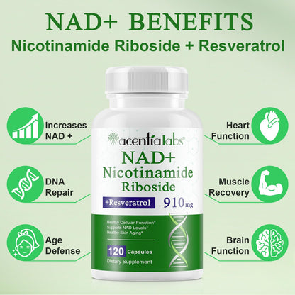 NAD Supplement, Nicotinamide Riboside, NAD 910MG Liposomal Supplements for Women & Men, NAD+ Supplement for Anti Aging and Cell Regeneration -120 Capsules NIFEISHIBuy Supplements Australia