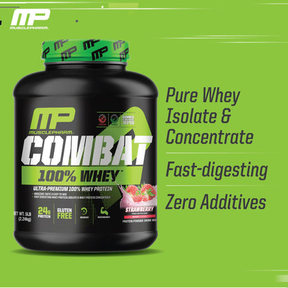 MusclePharm Combat 100% Whey Protein Powder, Strawberry Cream Flavor Muscle PharmBuy Supplements Australia